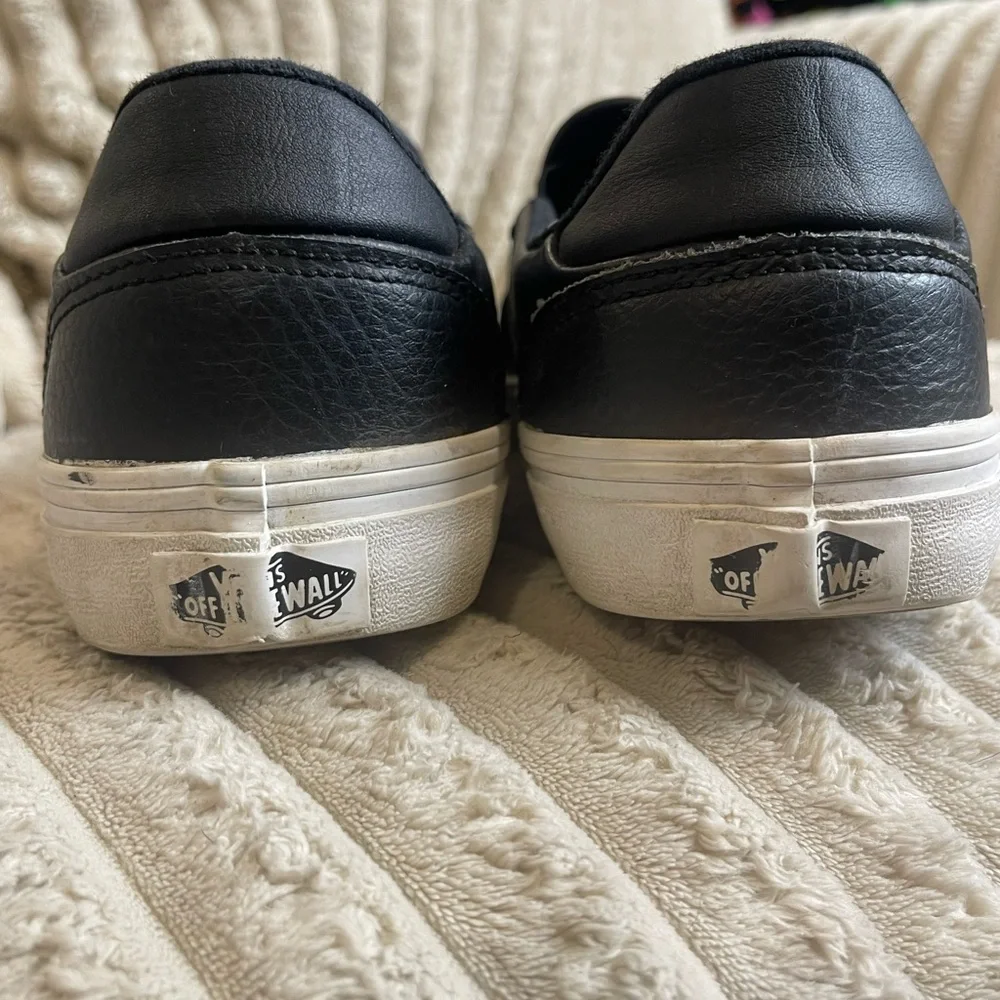 Vans Black Leather Slip-On Loafers size 8.5 - Picture 4 of 8